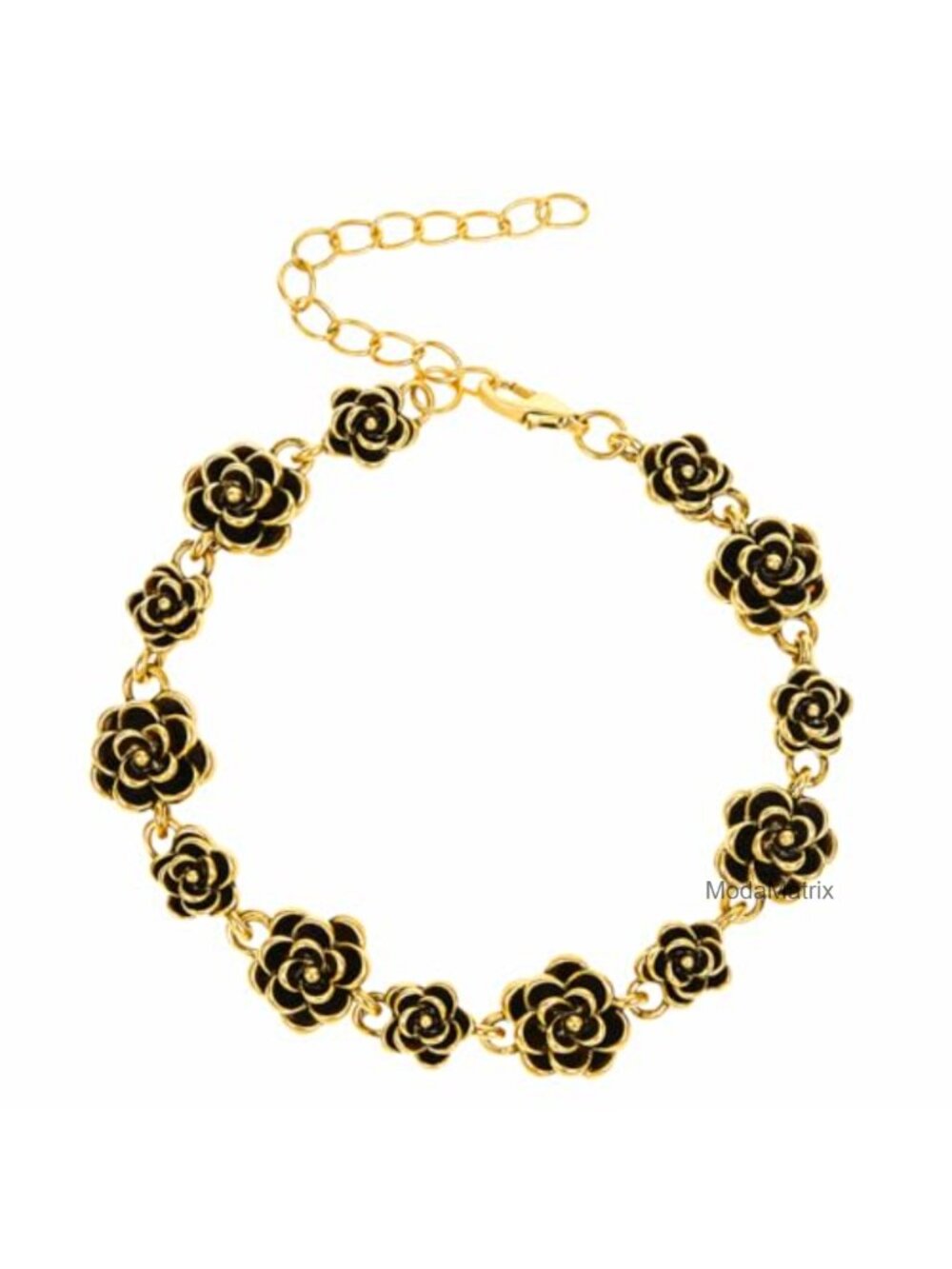 Adjustable Floral Link Charm Bracelet for Women, Lobster Clasp